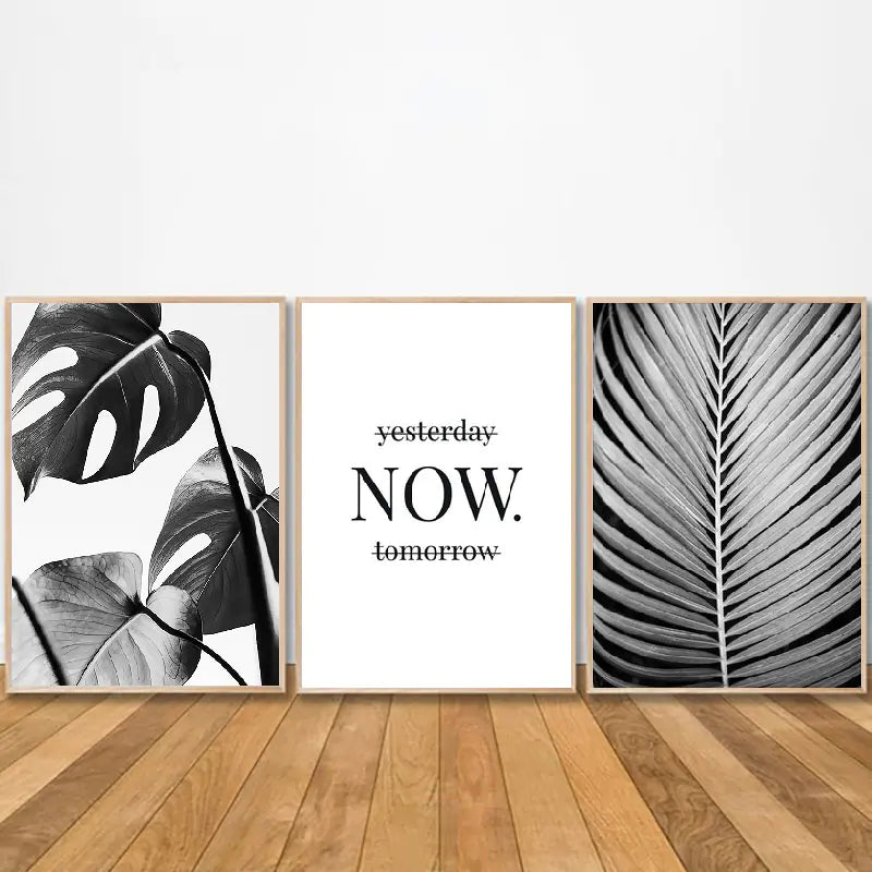 Chic Monochrome Botanical Frameless Wall Art
