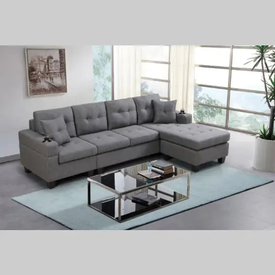 Modern Grey Fabric Sectional