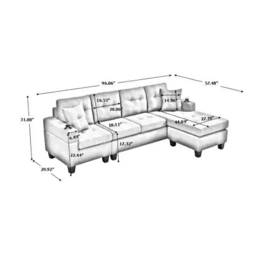 Modern Grey Fabric Sectional