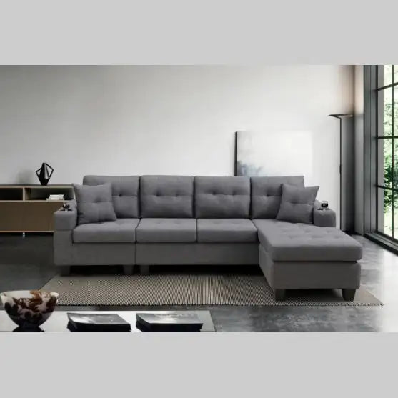 Modern Grey Fabric Sectional
