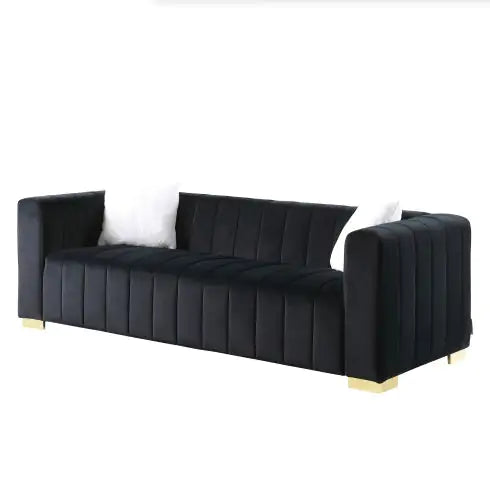 Contemporary Velvet Chesterfield Sofa, 3-Seater