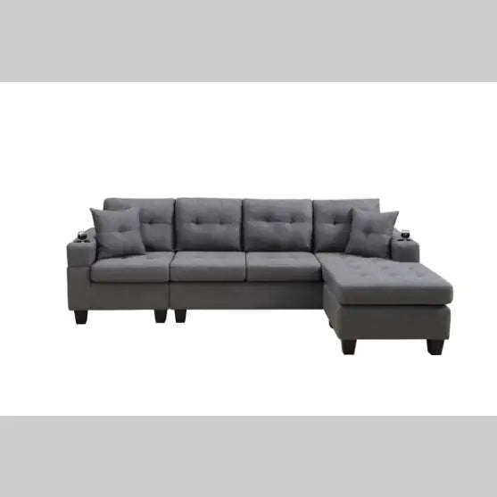 Modern Grey Fabric Sectional