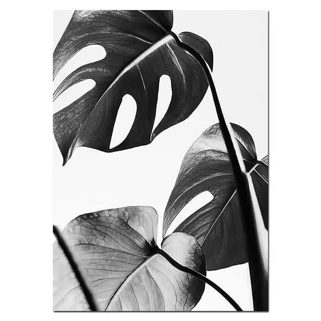 Chic Monochrome Botanical Frameless Wall Art