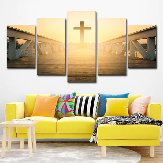 Divine Sunrise Bridge Canvas Art