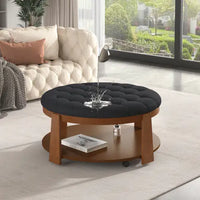 Elegant Round Storage Ottoman Table