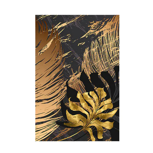 3 Pcs Golden Leaf Trio Frameless Canvas Art