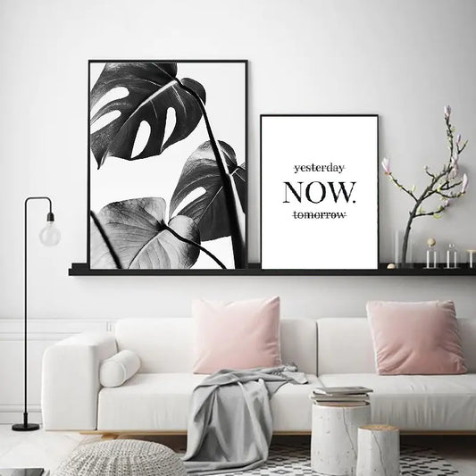 Chic Monochrome Botanical Frameless Wall Art