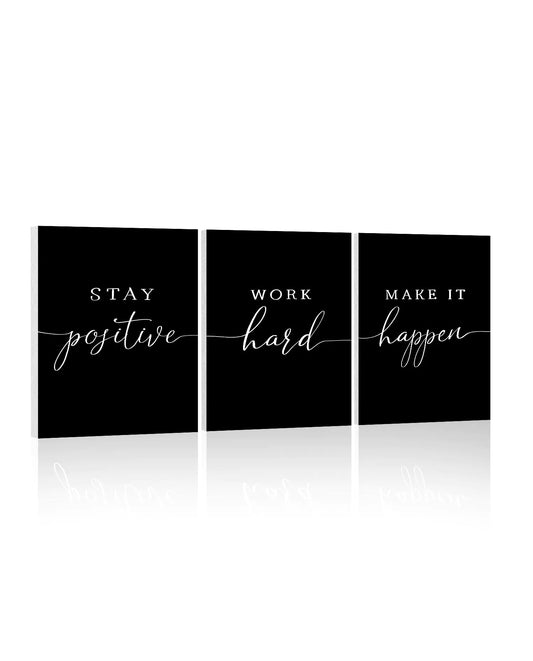 Stay Positive 3-Piece Office Art Set
