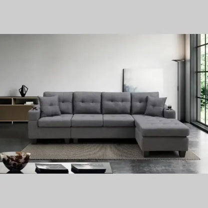 Modern Grey Fabric Sectional