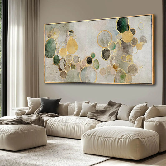 Gold Circle Geometric Canvas Art