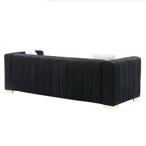 Contemporary Velvet Chesterfield Sofa, 3-Seater