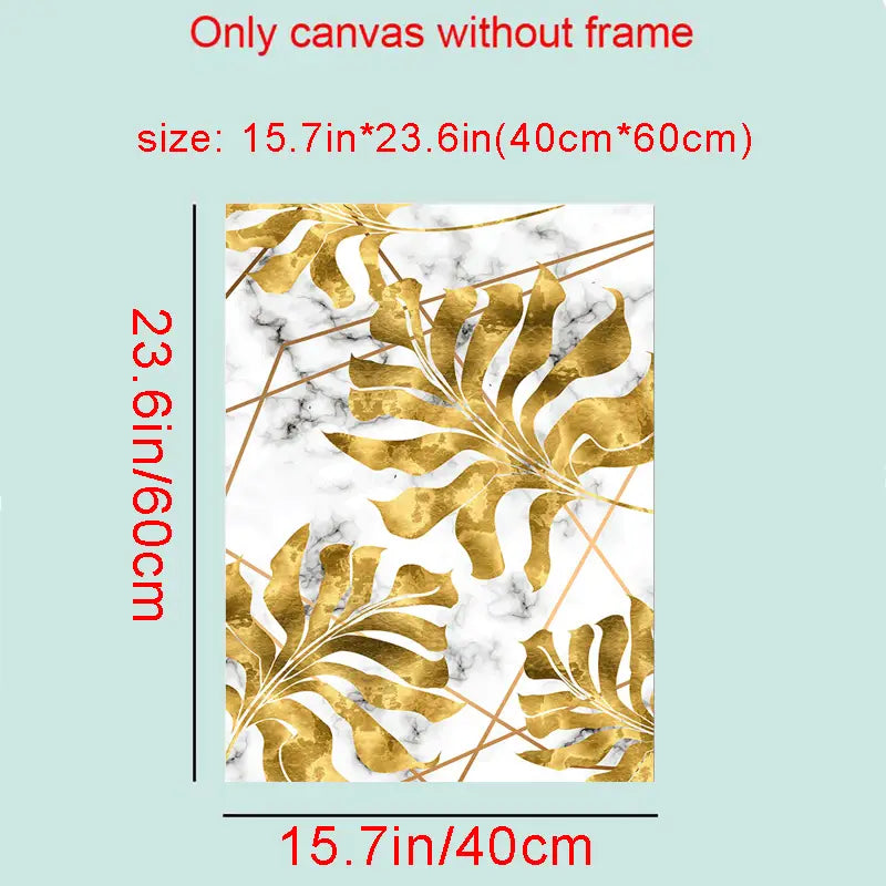 3 Pcs Golden Leaf Abstract Trio Wall Art